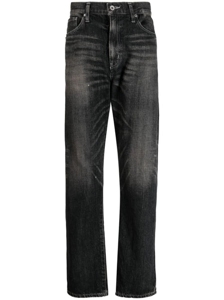 Faded Low-Rise Straight-Leg Jeans
