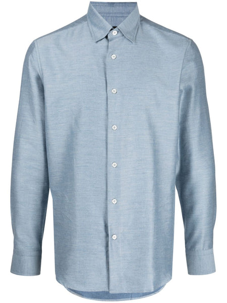 Long-Sleeve Cotton-Cashmere Shirt