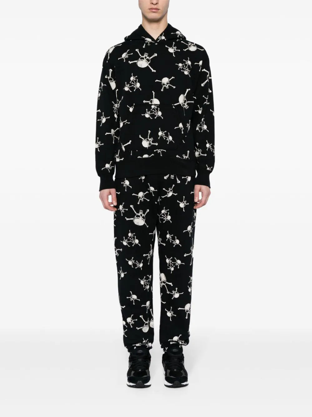 Skull-Print Cotton Hoodie