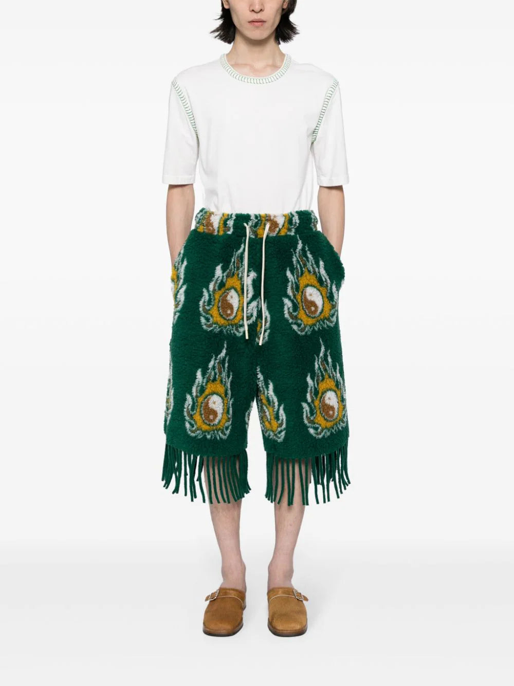 Cosmo Patterned-Jacquard Drawstring Shorts
