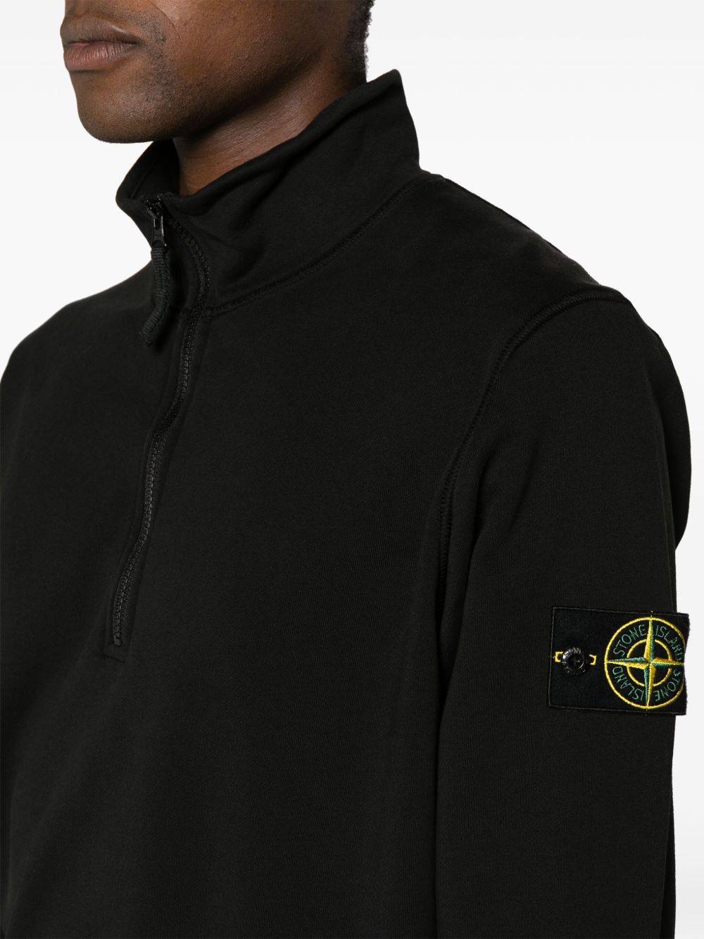 Compass-patch zip-up sweatshirt