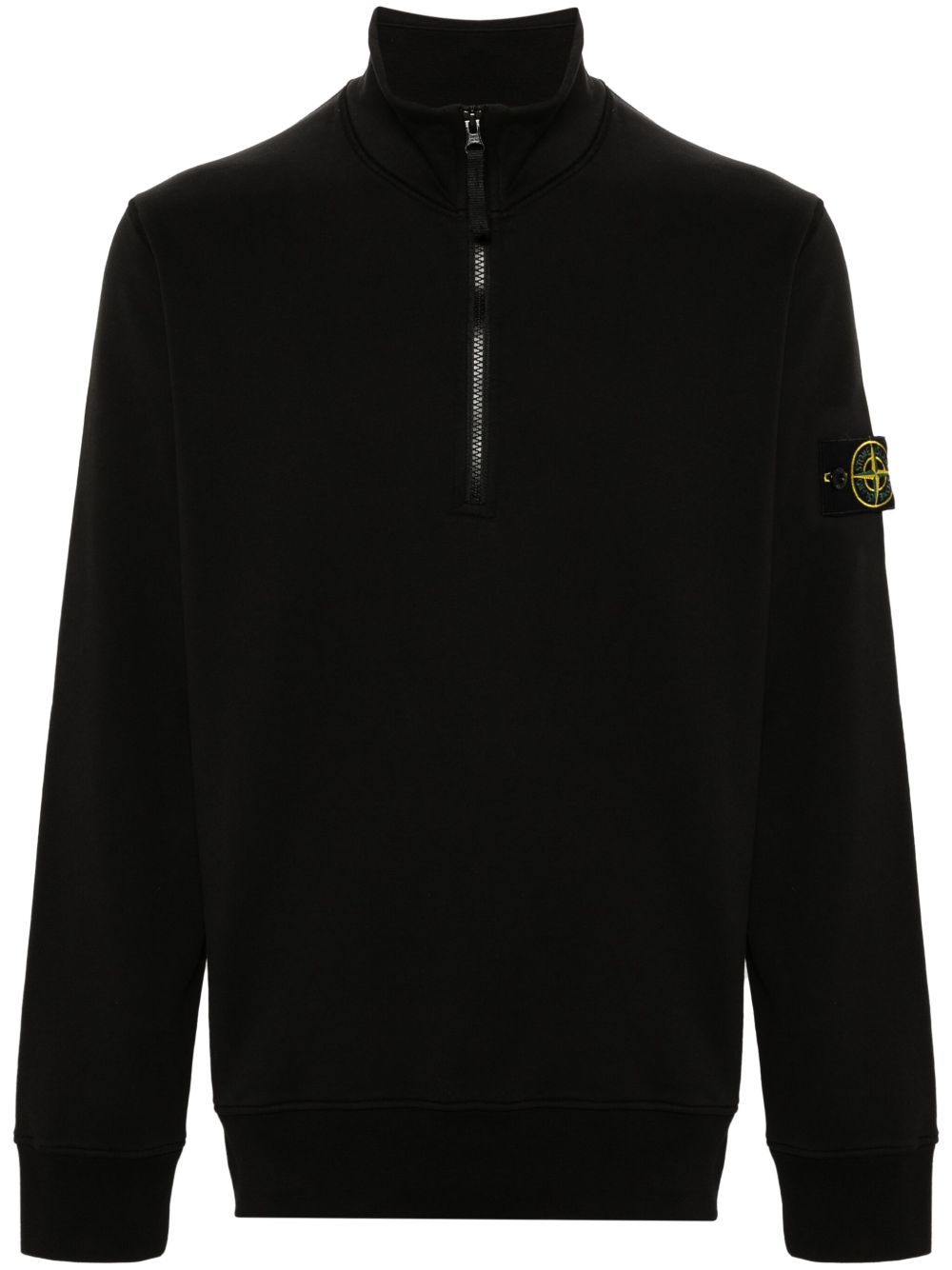 Compass-patch zip-up sweatshirt