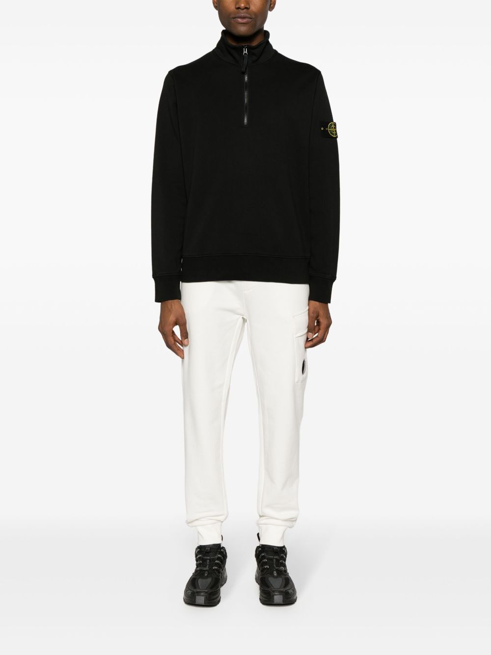 Compass-patch zip-up sweatshirt