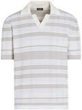 Stripe-Pattern Cotton-Blend Polo Shirt