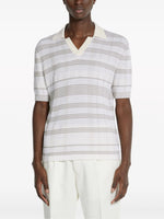 Stripe-Pattern Cotton-Blend Polo Shirt