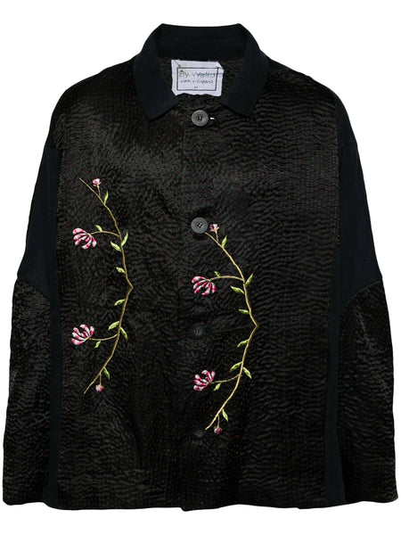 Embroidered Single-Breasted Coat