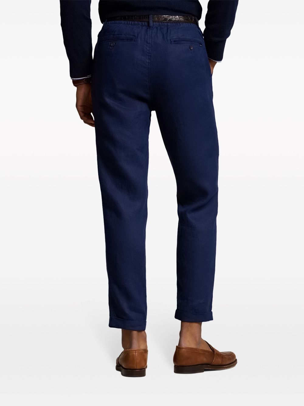 drawstring-waist linen trousers