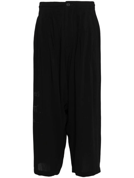 Graphic-Print Cropped Velvet Trousers