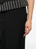 Folded-Waist Wide-Leg Wool Trousers