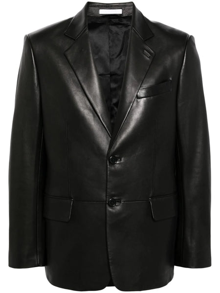 Single-Breasted Leather Blazer