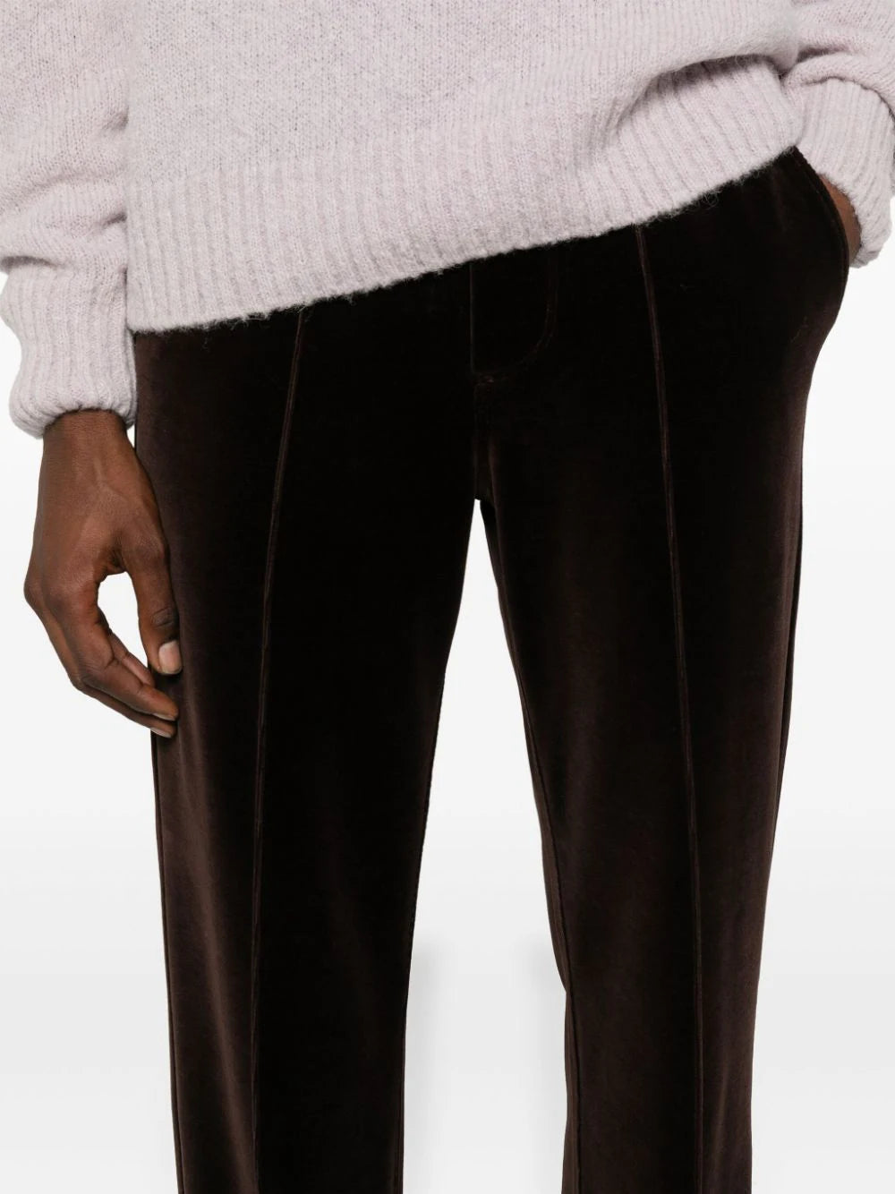 Straight-Leg Velour Track Pants