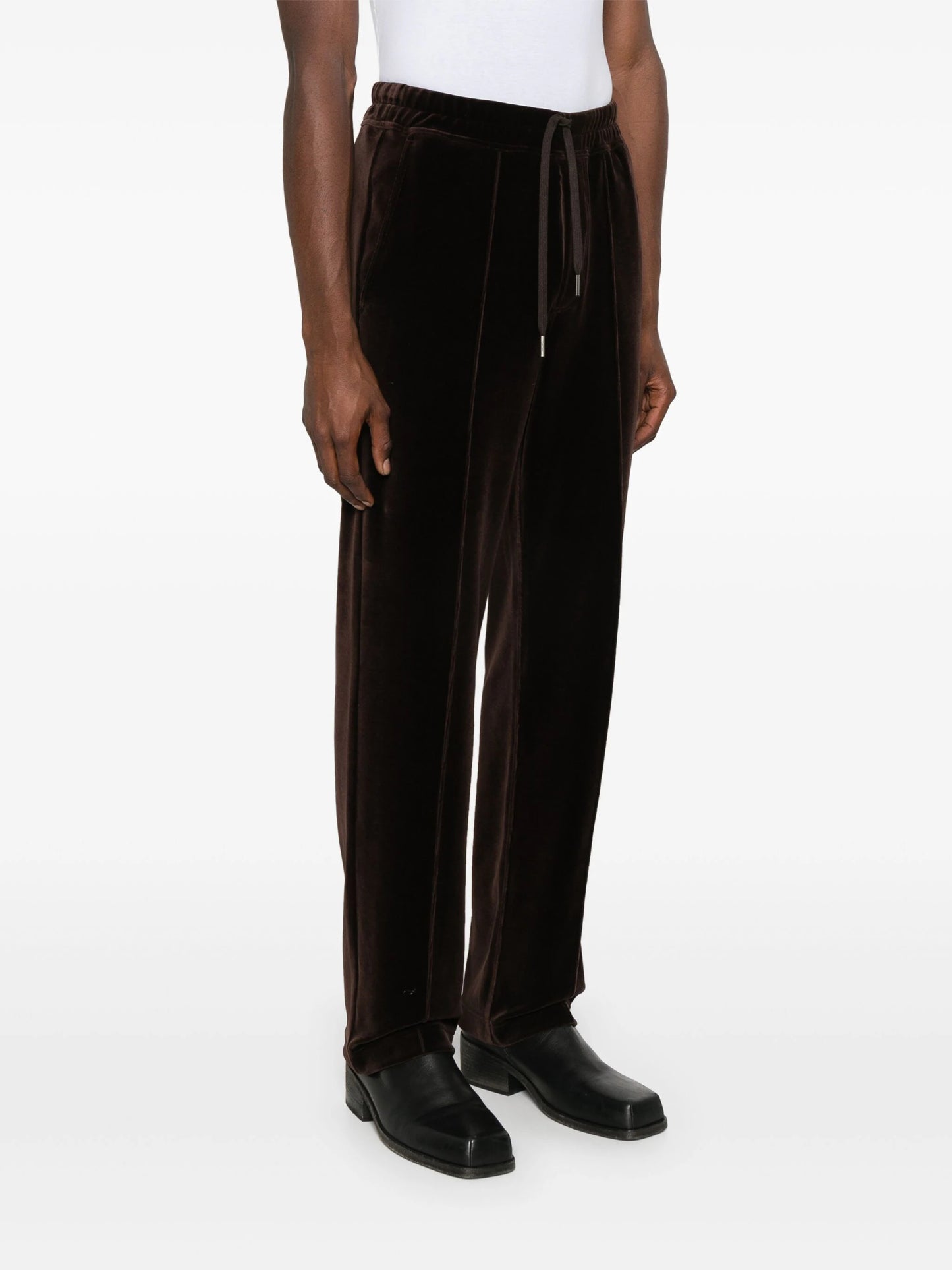 Straight-Leg Velour Track Pants