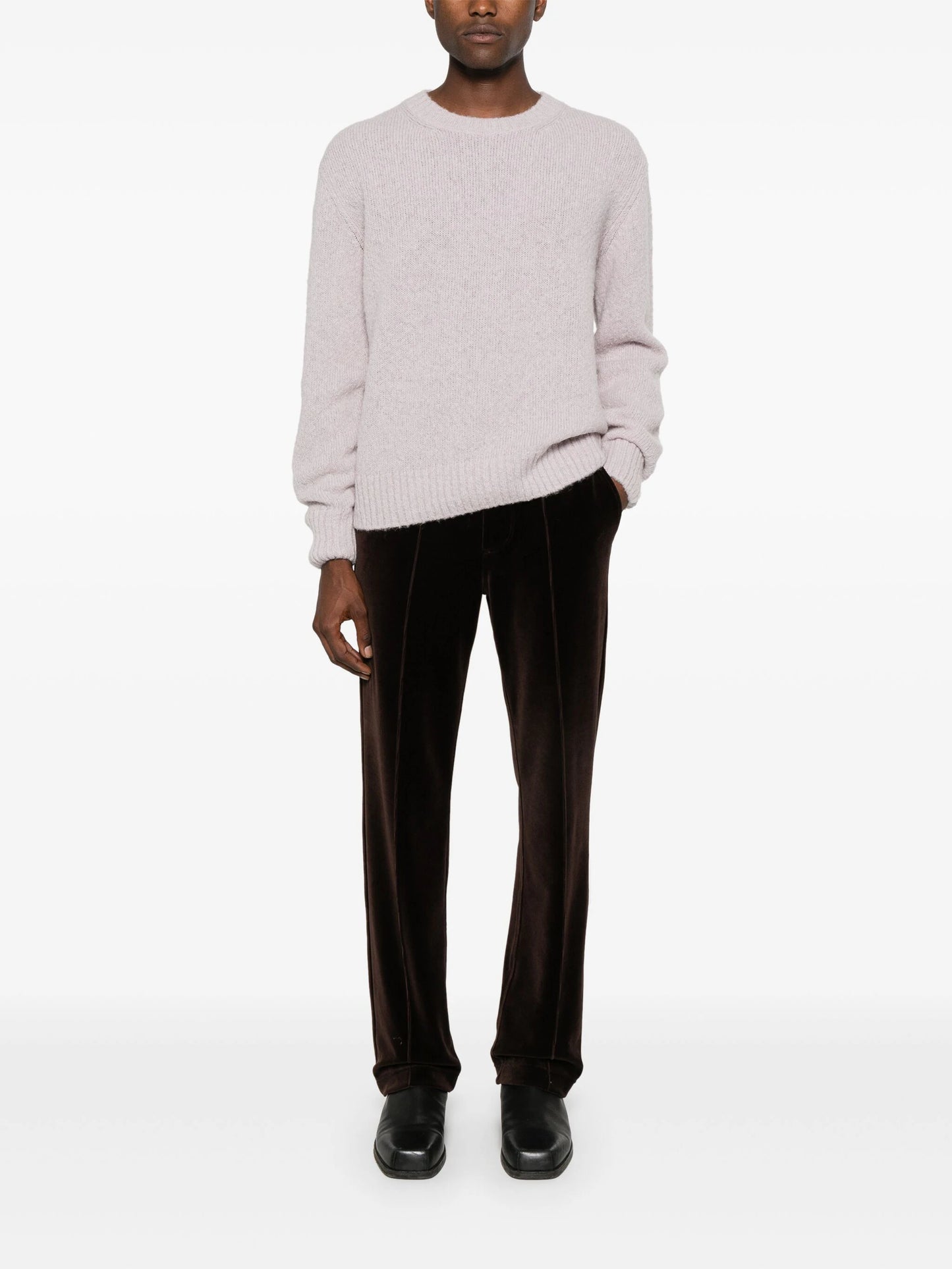 Straight-Leg Velour Track Pants
