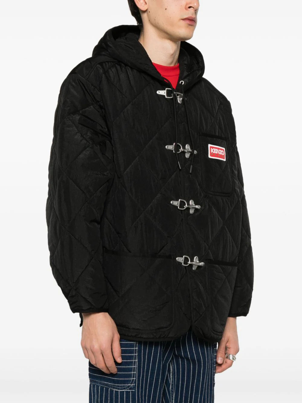 Logo-Patch Hooded Padded Jacket