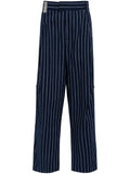 Pinstripe-Pattern Wide-Leg Trousers
