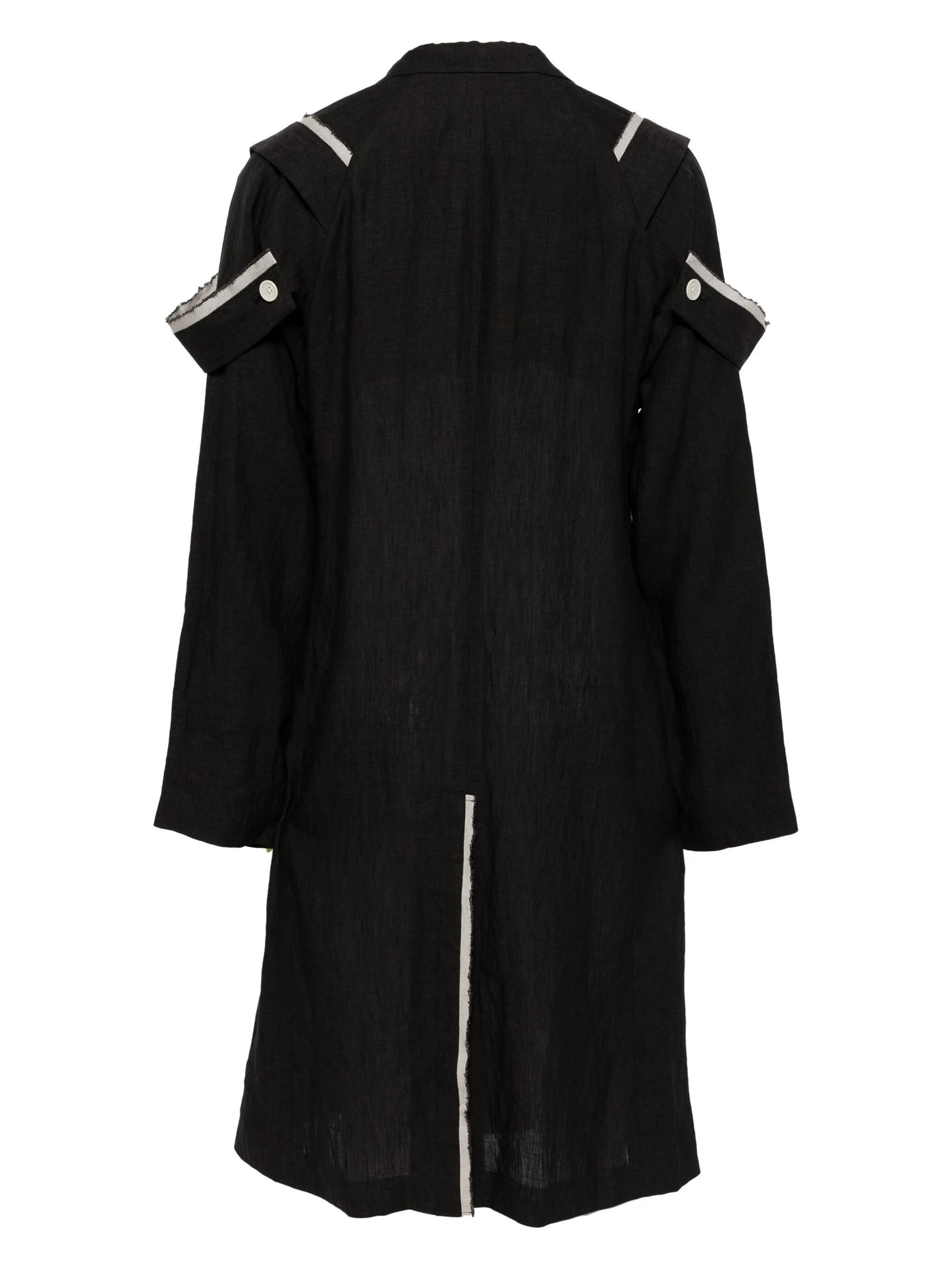 Contrast-Trim Ramie Coat