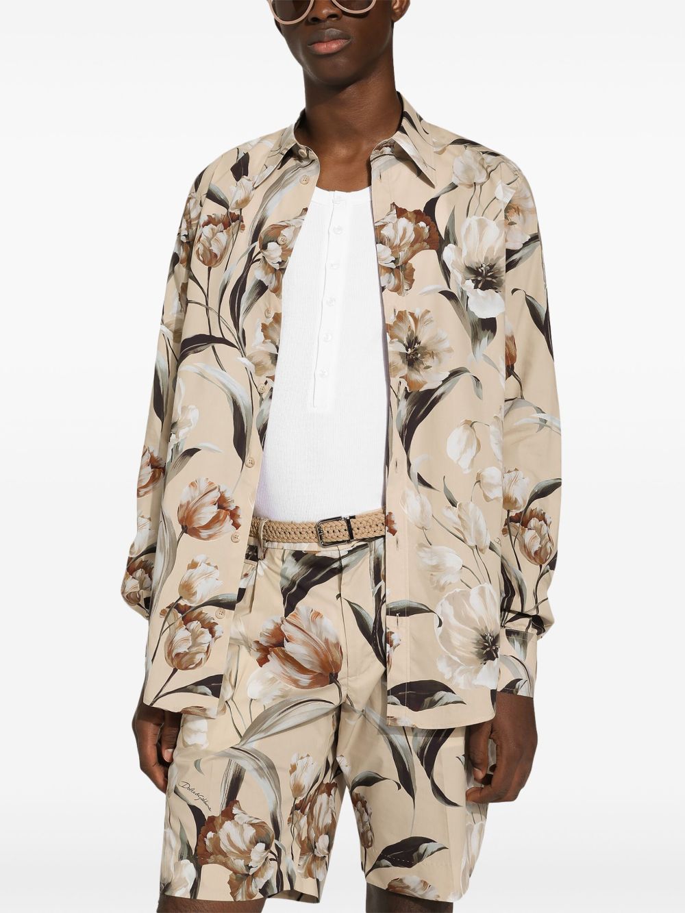 Floral-Print Poplin Shirt