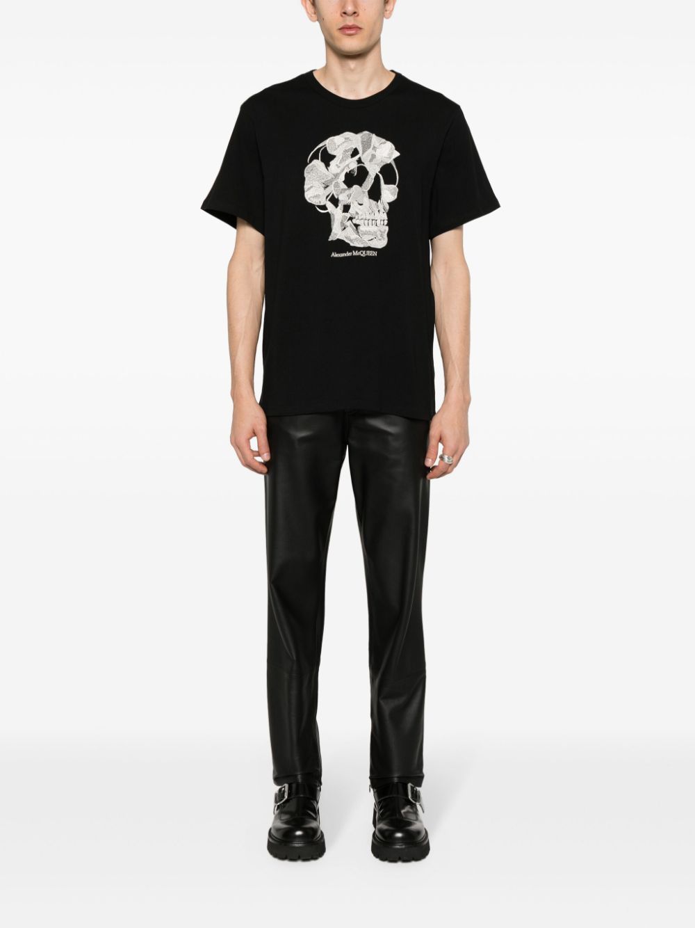 Skull-Embroidered Cotton T-Shirt