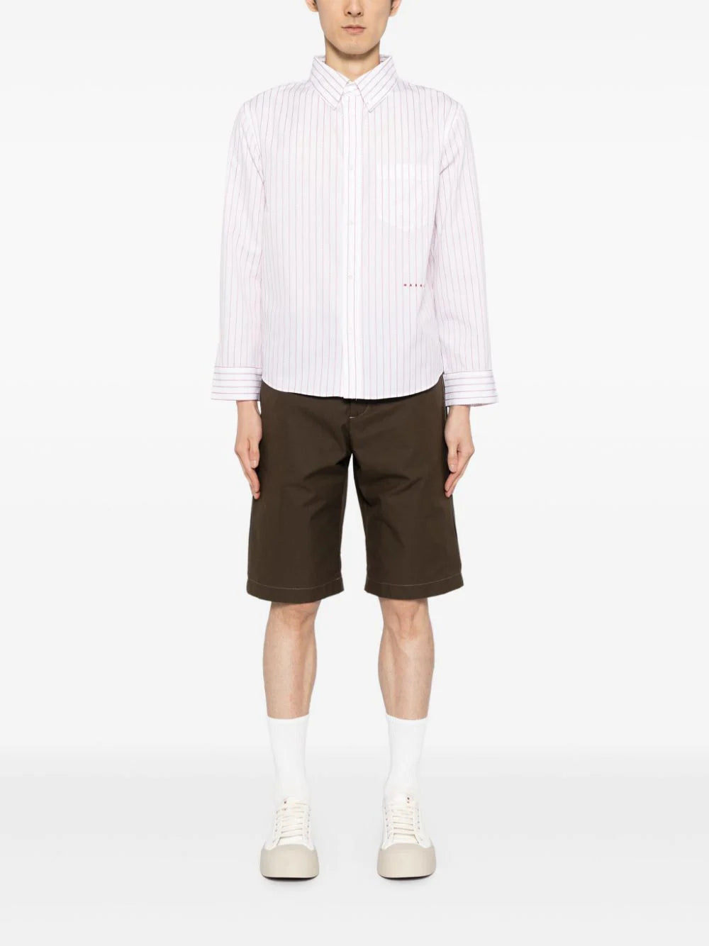 Logo-Embroidered Striped Cotton Shirt