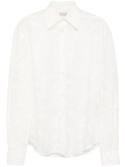 Abstract-Pattern Semi-Sheer Shirt