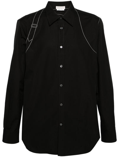 Decorative-Stitching Cotton Shirt