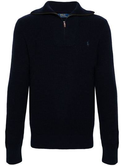 Waffle Knit Zip-Up Jumper