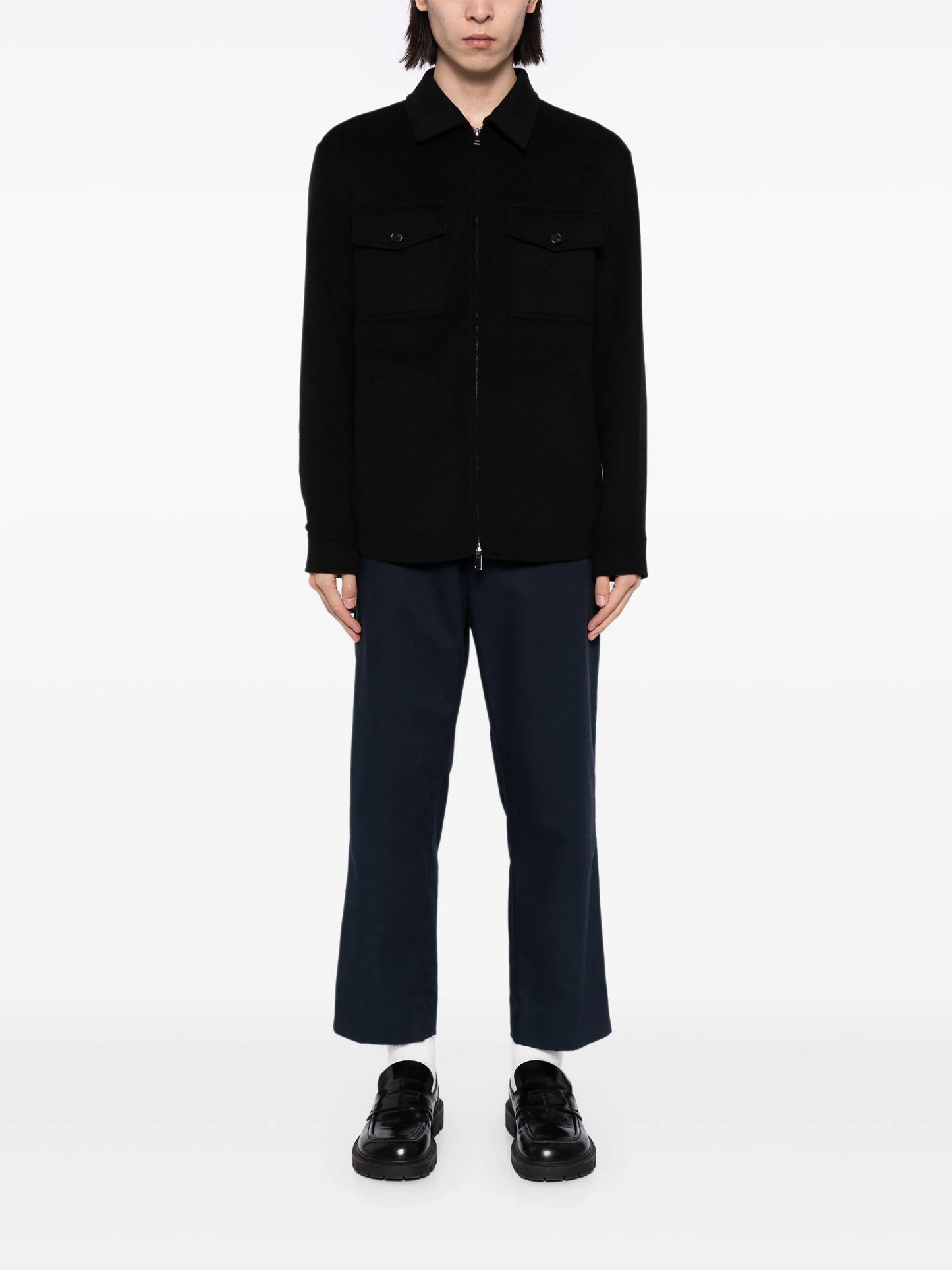 Zip-Up Felted Shirt Jacket