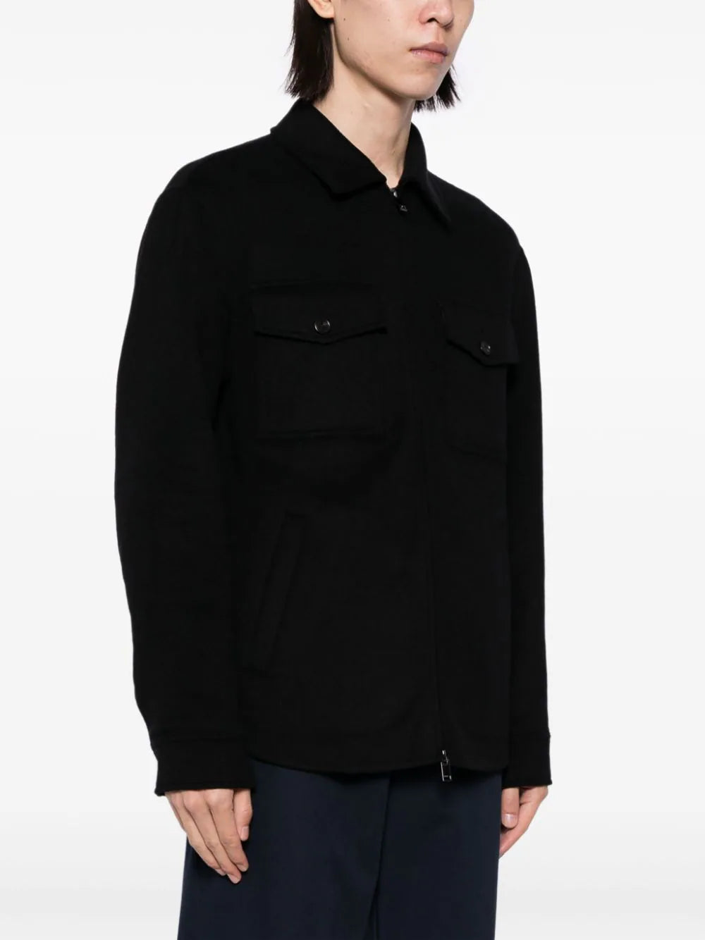 Zip-Up Felted Shirt Jacket