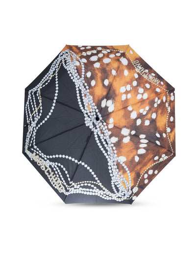 Strung-Pearls Logo-Print Compact Umbrella