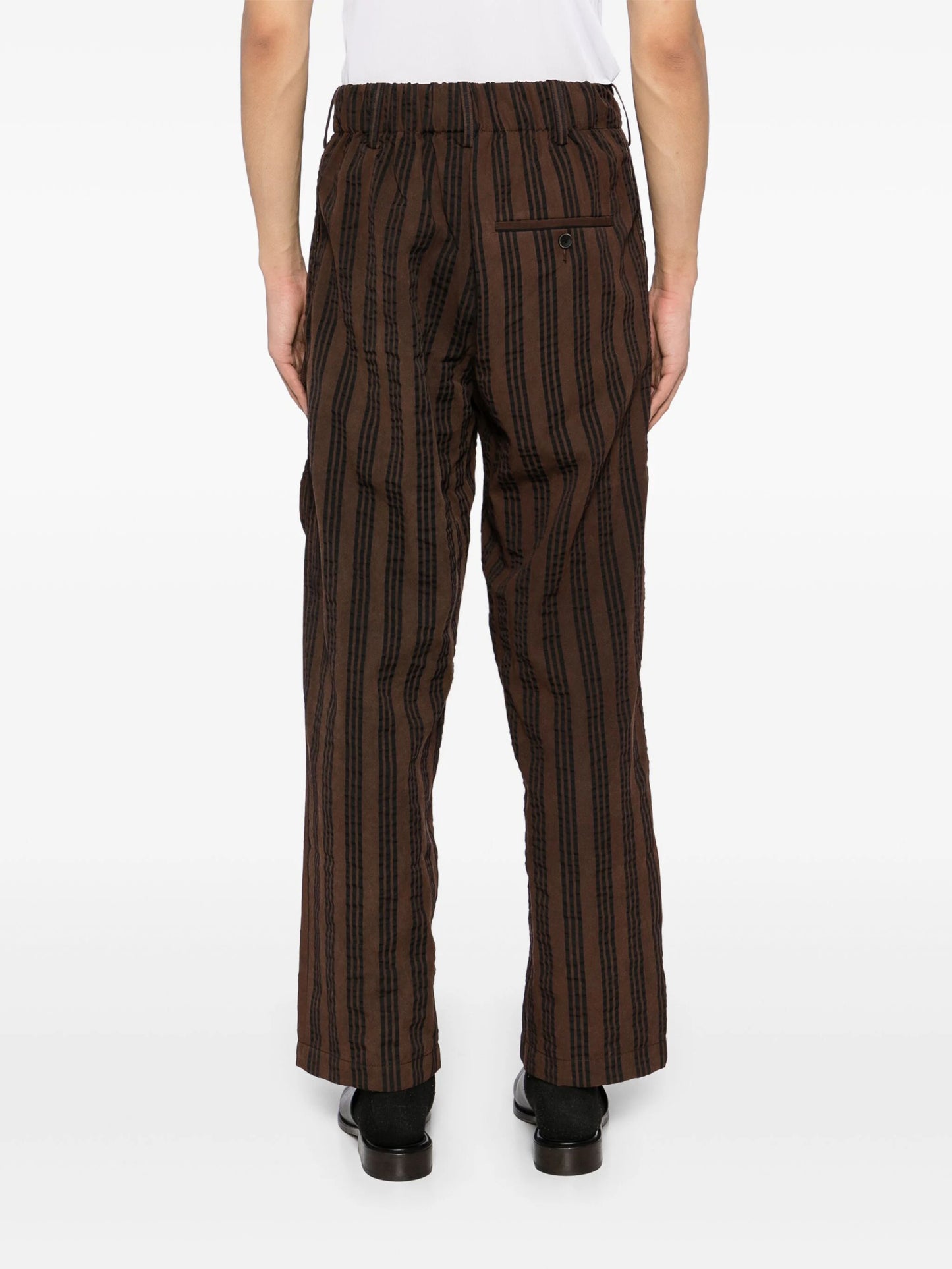 Vertical-Stripe Drop-Crotch Trousers