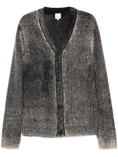 Acid-Washed Printed-Effect Cardigan