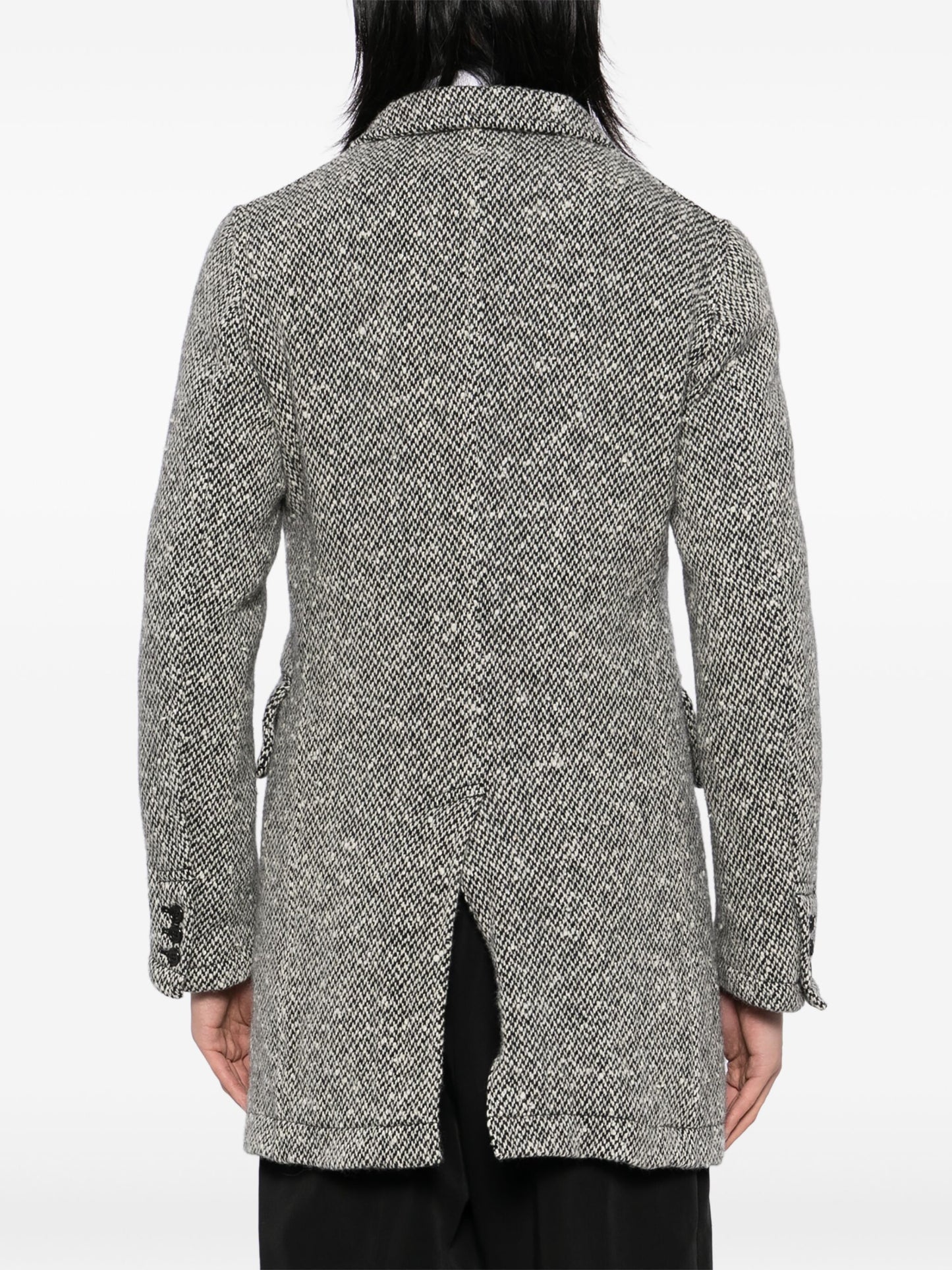 Herringbone Tweed Single-Breasted Coat
