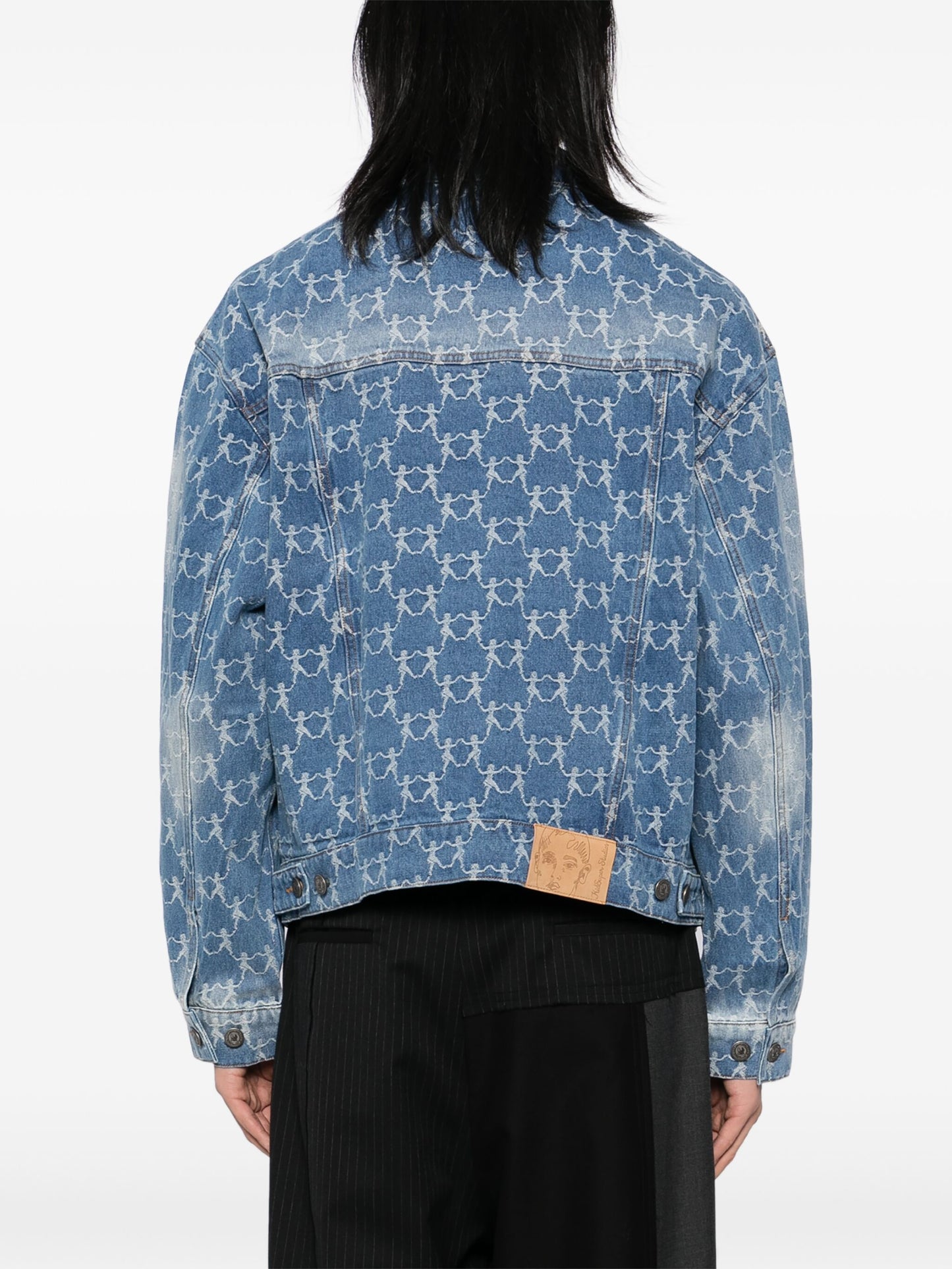 Jacquard-Pattern Denim Jacket