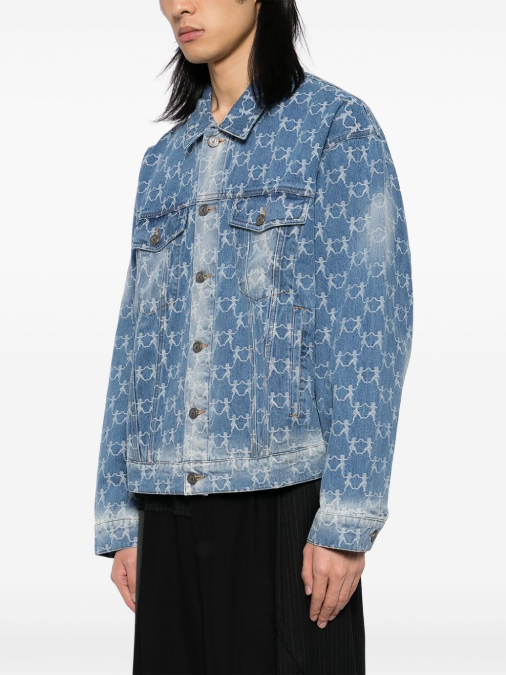 Jacquard-Pattern Denim Jacket
