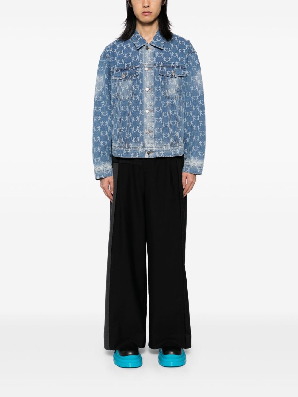 Jacquard-Pattern Denim Jacket