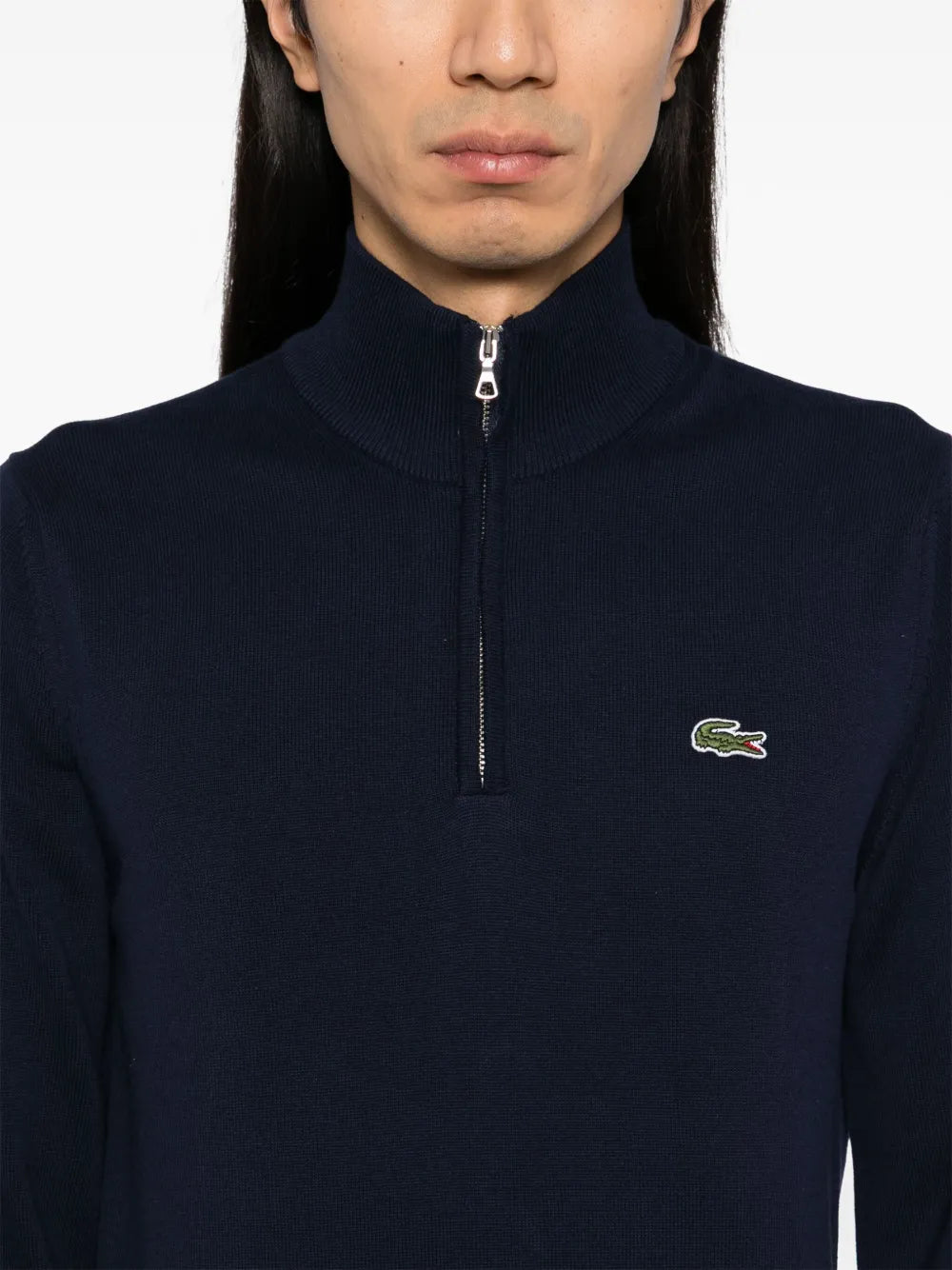 High Zipped Neck Plain sweater