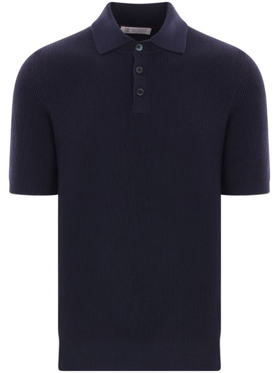 Ribbed-Knit Polo Shirt