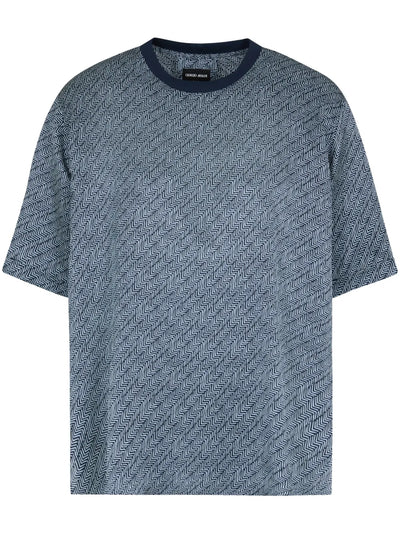 Chevron-Print Silk T-Shirt