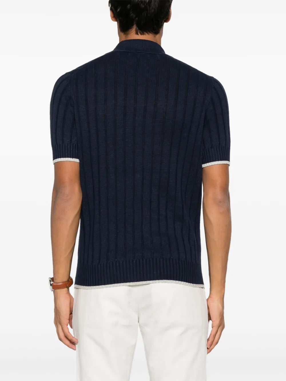 Ribbed-Knit Polo Shirt