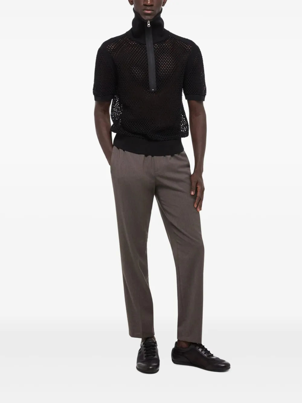 Open-Knit Polo Shirt