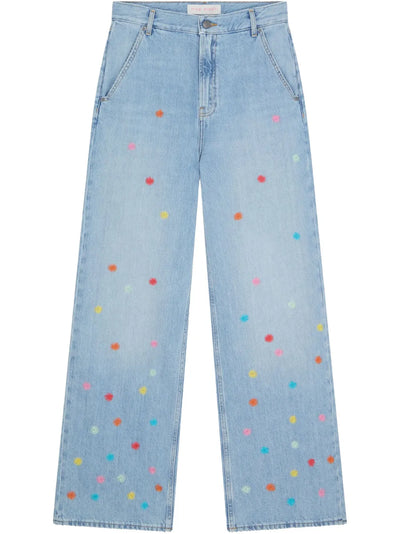 Floral-Embroidered Jeans