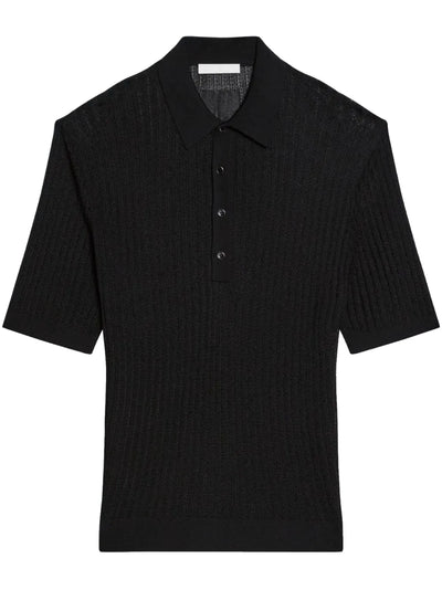 Ribbed-Knit Polo Shirt
