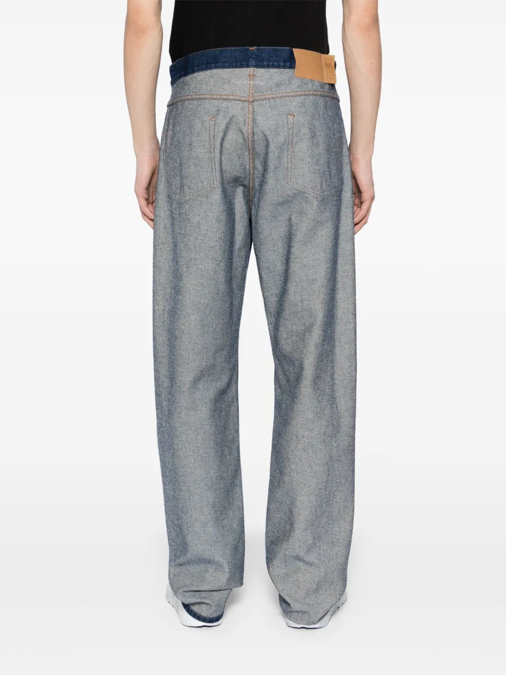 Patched Straight-Leg Jeans