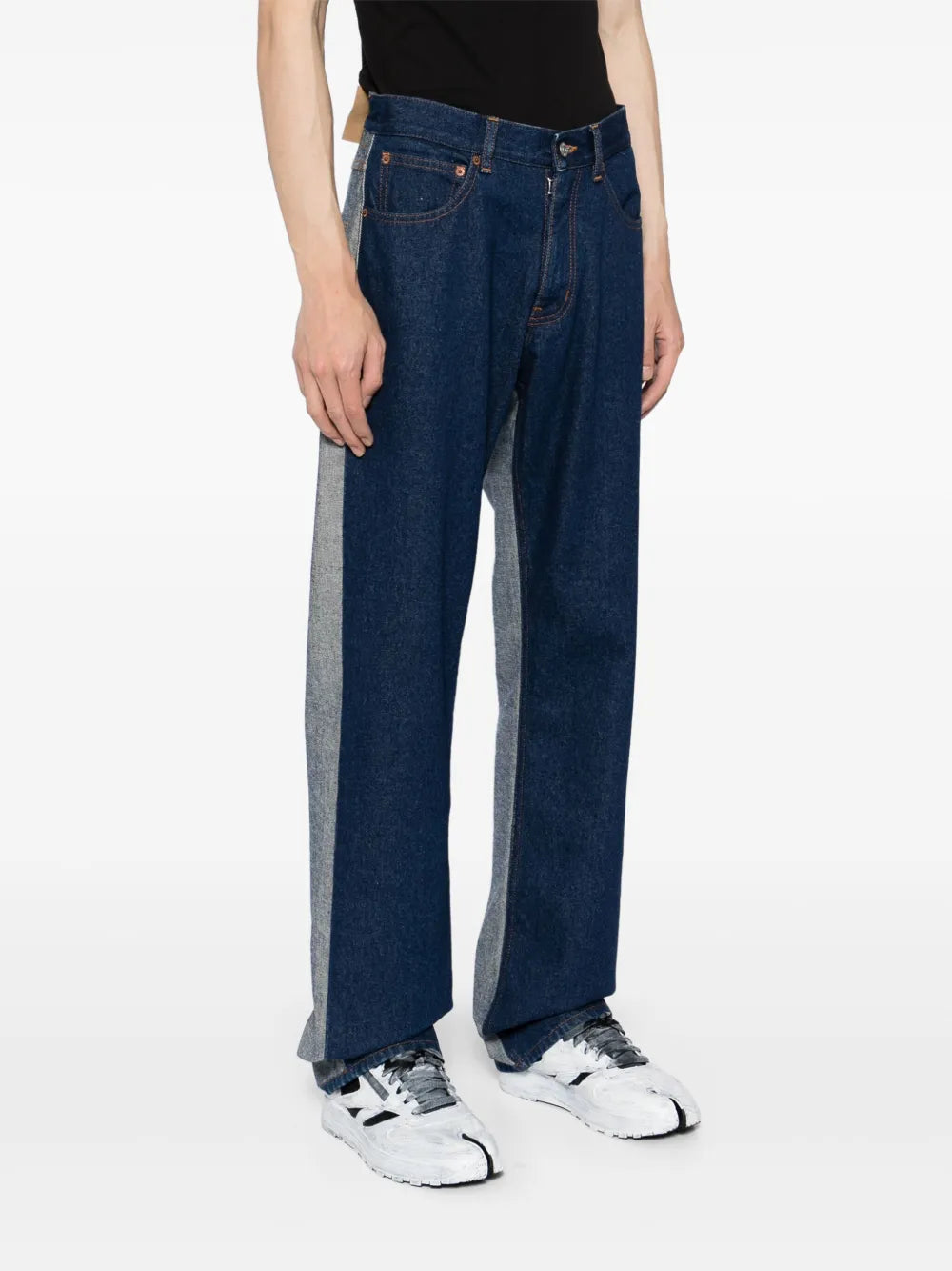 Patched Straight-Leg Jeans