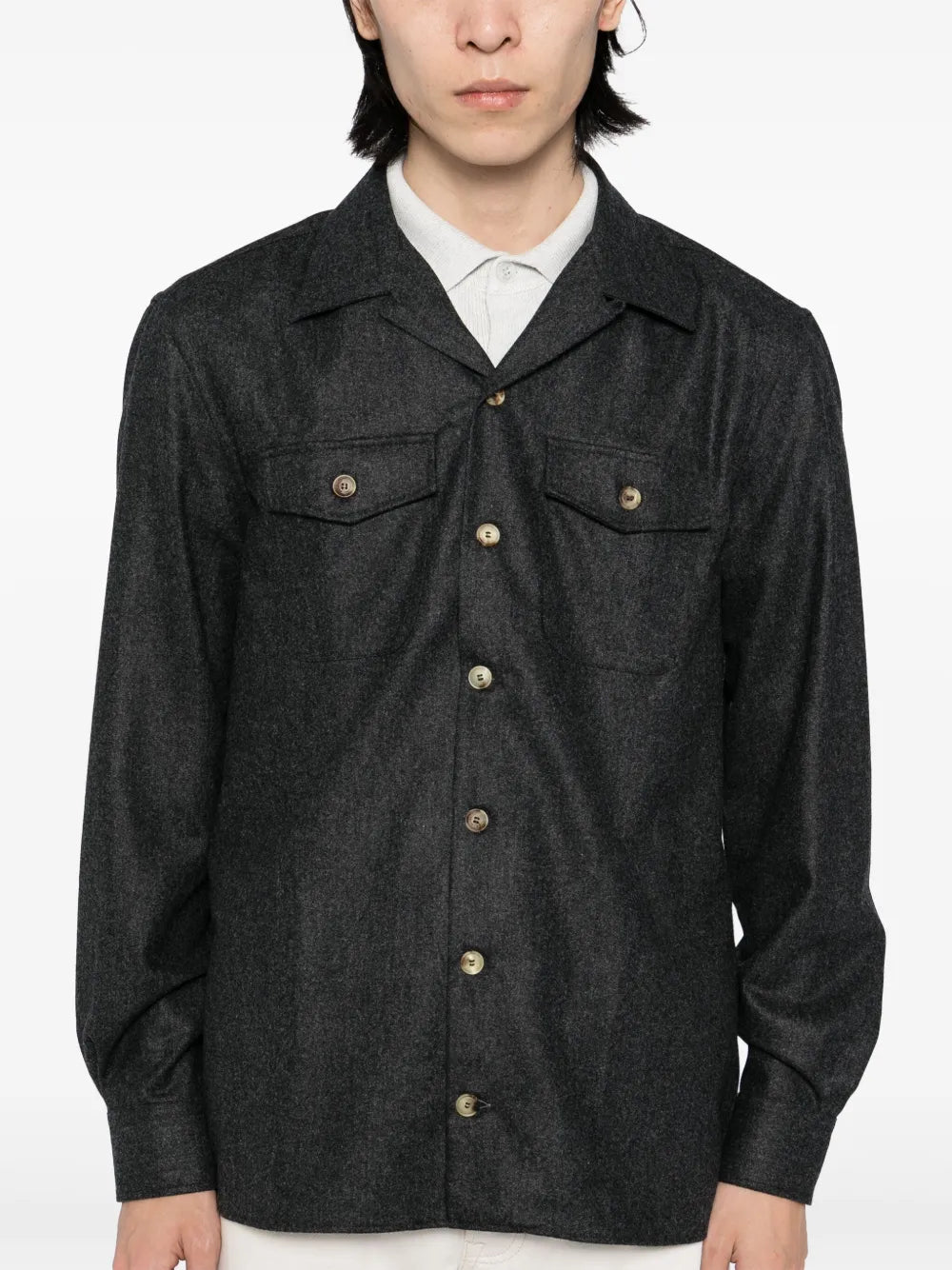 Virgin Wool Long-Sleeves Shirt