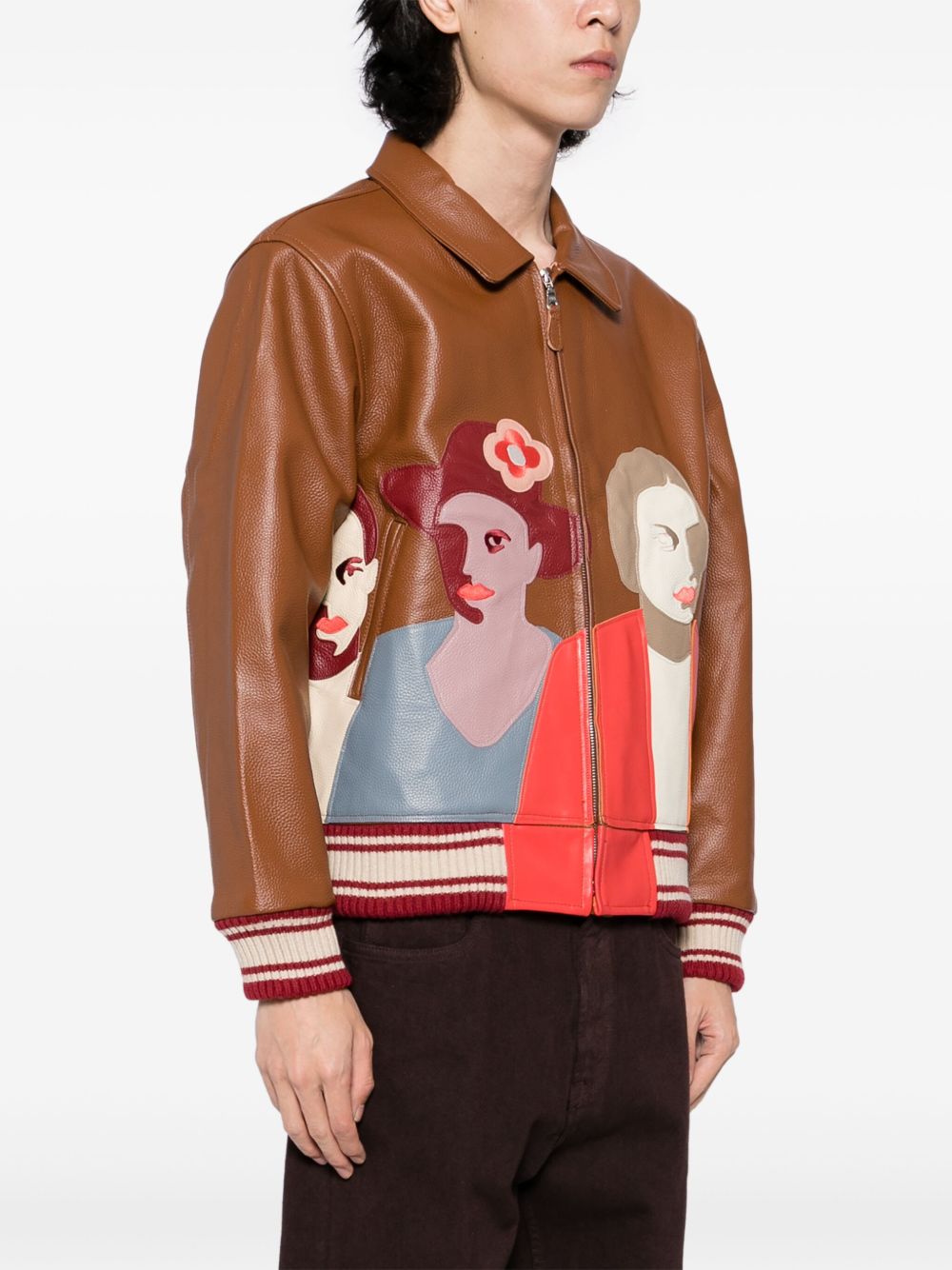 Patchwork Portrait Leather Jacket