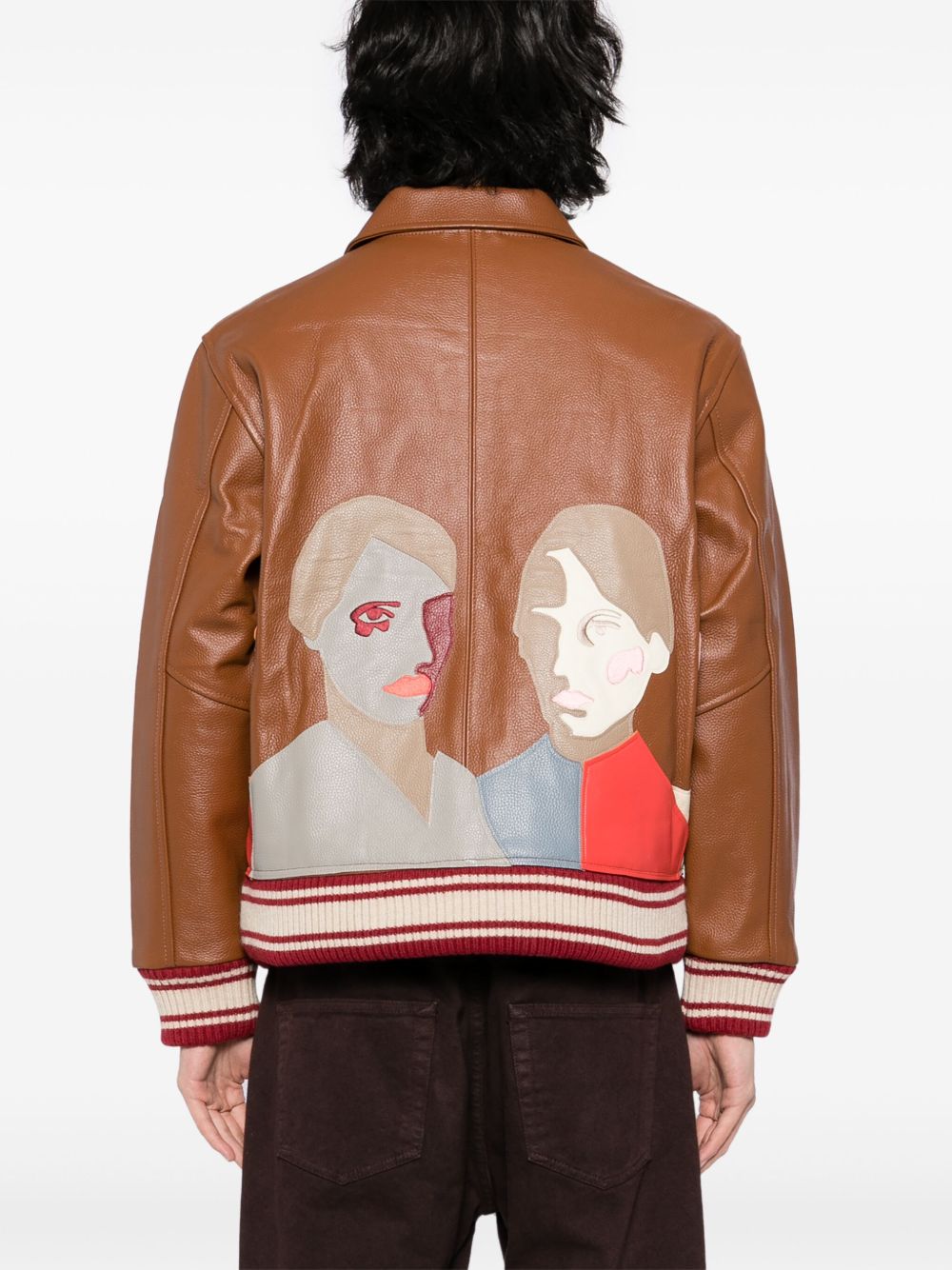 Patchwork Portrait Leather Jacket
