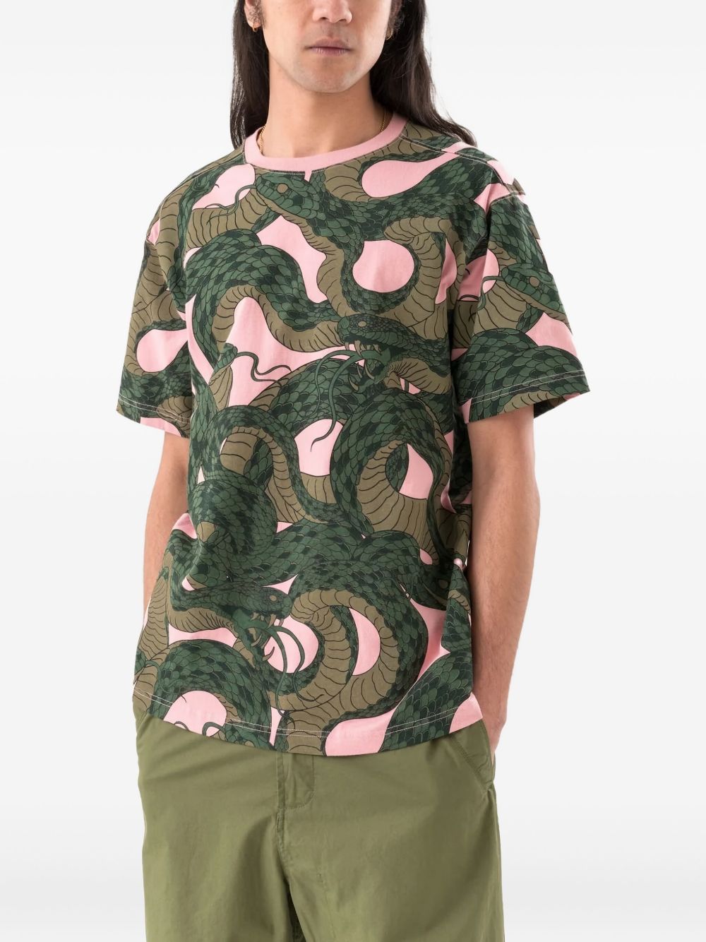 snake-print short-sleeve T-shirt