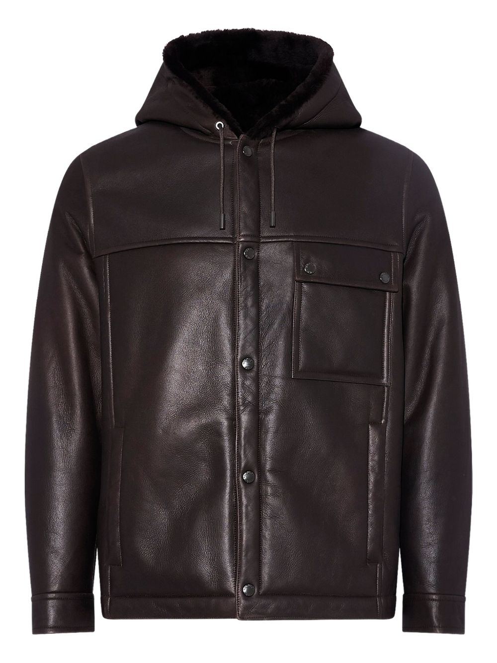 hooded shearling jacket