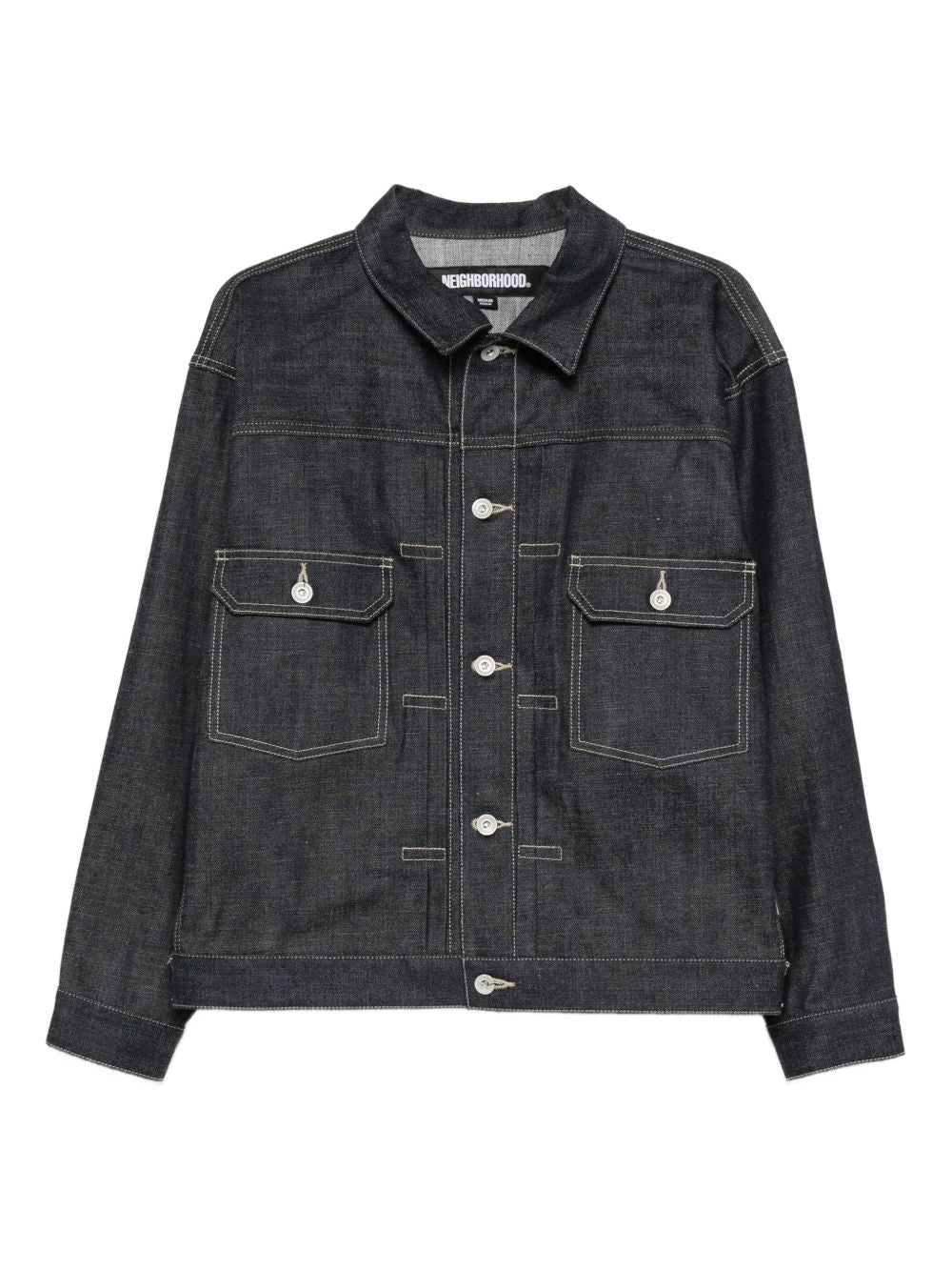 button-fastening denim jacket